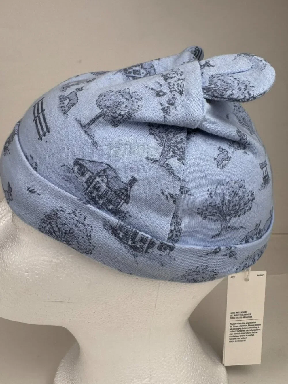 Janie and Jack Baby Boys Blue Woodland Animal Print Beanie Hat 18-24 Months NWT